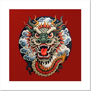 Japanese Dragon Retro Cartoon Posters and Art